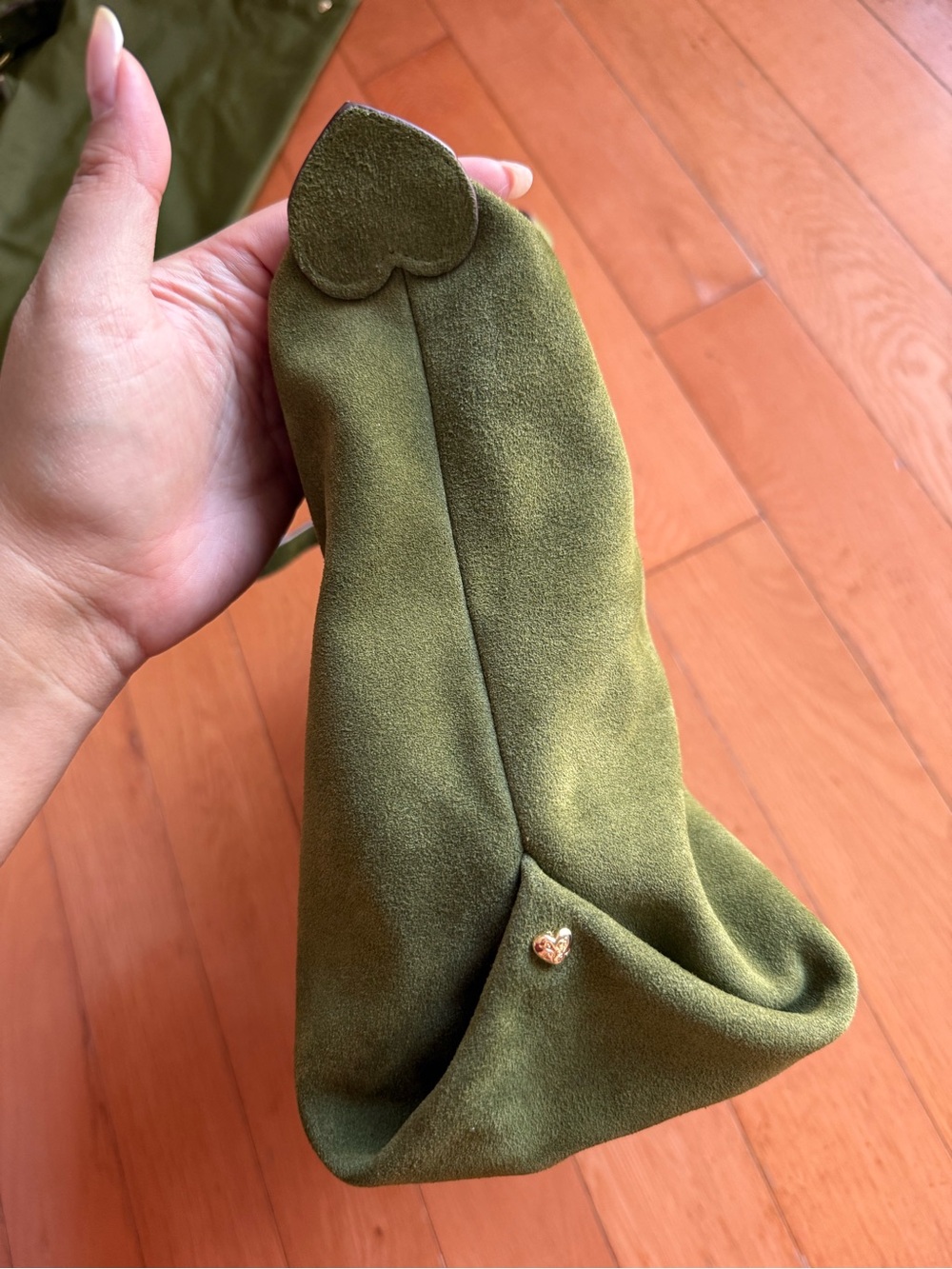 Stoney Clover Lane Suede Leather Pittsford Pouchette Shoulder Bag 29 - Olive - Picture 8 of 15